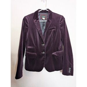 J Crew Schoolboy Velvet Blazer Dark Purple 2 Career Business Casual Academia